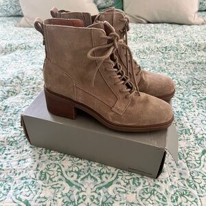 Lucky Brand Tan Lace Up Boots with Suede Finish